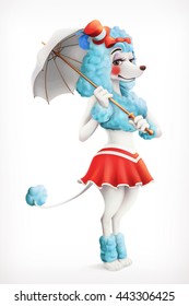 Actress circus, poodle, cartoon character, vector mesh