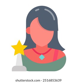 Ícones planos de atriz, ilustração de vetor