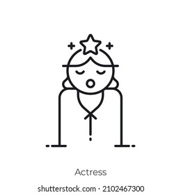 Actress Icon. Outline Style Icon Design Isolated On White Background