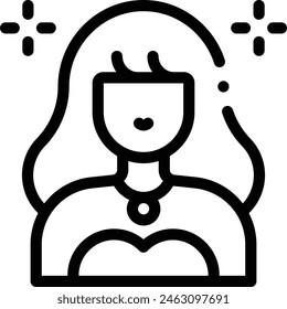 Schauspielerin-Symbol. Dünnes lineares Design isoliert auf weißem Hintergrund
