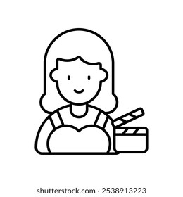 actress icon with white background vector stock illustration