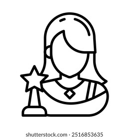 Ícone de Contorno de Atriz, Ilustração de vetor