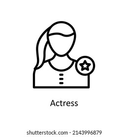 Actress vector outline icon for web isolated on white background EPS 10 file