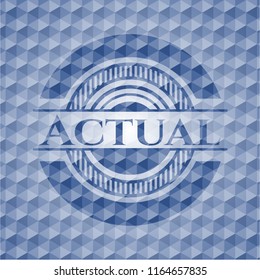Actual blue polygonal badge.