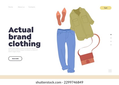Actual brand clothing landing page design template for e-store couturier house and online shopping