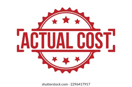 Actual cost Red Rubber Stamp vector design.