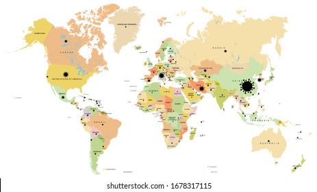 Actual COVID-19 Map of World.	