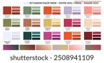 ACTUAL FRESH New fashion color trend winter spring season 2024 2025. Color palette forecast of the future color trend