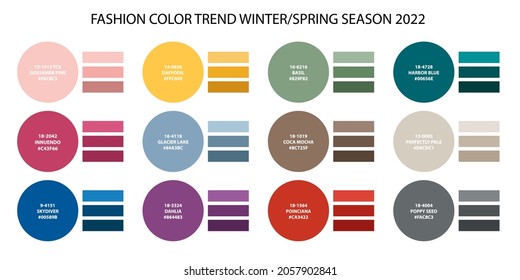 ACTUAL FRESH New fashion color trend winter spring season 2021 2022. Color palette forecast of the future color trend