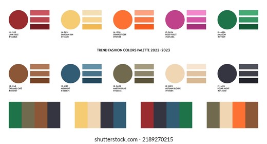 ACTUAL FRESH New fashion color trend winter spring season 2022 2023. Color palette forecast of the future color trend - Shutterstock ID 2189270215