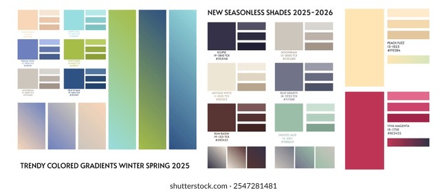 ACTUAL FRESH New fashion color trend winter spring season 2025 2026. Color palette forecast of the future color trend