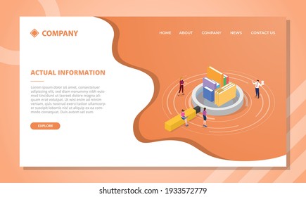 actual information concept for website template or landing homepage design with isometric style