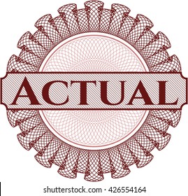 Actual inside money style emblem or rosette