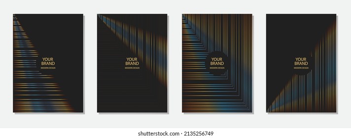 Actual luxury set of cover design. Geometric backgrounds, line pattern, vertical patterns. Design idea for brochure, catalog, book, poster, flyer, invitation. 