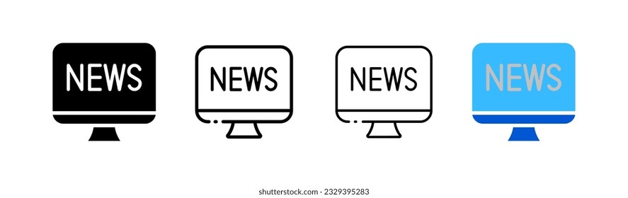 Actual news. Different styles, color, watch the news. Vector icons.