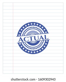 Actual pen effect. Blue ink. Vector Illustration. Detailed.