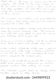 Actual pencil hand writing sample of illegible cursive notes. Old-fashioned Handwritten Letter with Authentic Charm, Offering a Glimpse into the Past with Its Classic Elegance and Timeless Appeal.