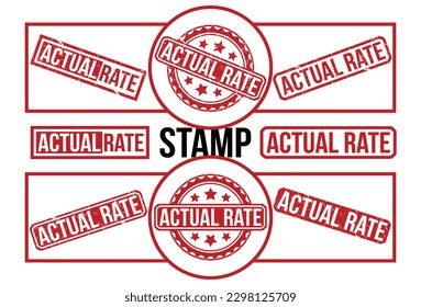 Actual Rate set Red Rubber Stamp vector design.