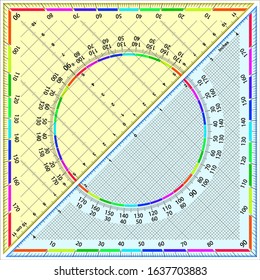 Actual Size Graduation - High Precision Protractor - ruler (scale 4/1)