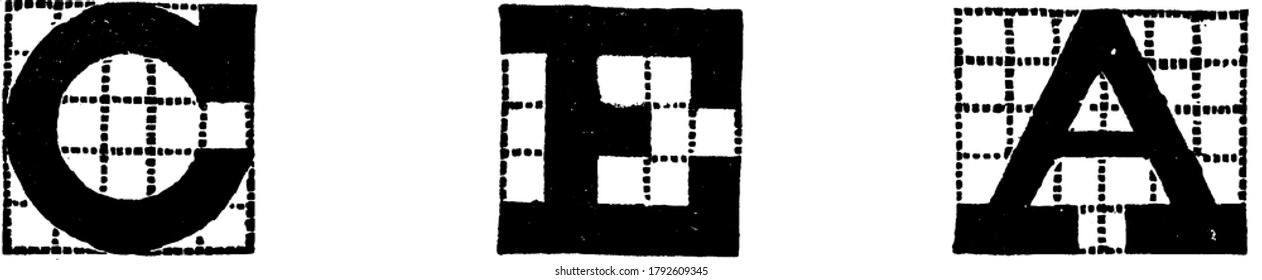 The actual size of the test type, which should be seen by the normal eye at a distance of twenty feet, vintage line drawing or engraving illustration.