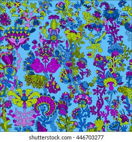 Actual trend new flower pattern. Childish infantile for kids. Organic nature flora floral stylized stylish awesome botanic forest.Imaginary and fantasy amazing diverse flat graphic design wallpaper
