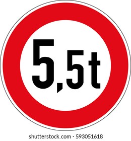 Actual weight. Vector road sign Germany.