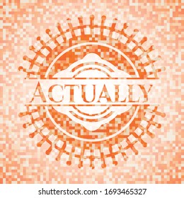 Emblema realmente abstracto, fondo de mosaico naranja