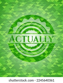 Actually green emblem with mosaic ecological style background. Vector Illustration. Detailed. 