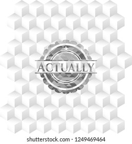 Actually grey emblem. Retro with geometric cube white background