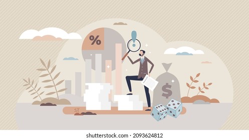 Actuary Work To Measure And Predict Risk Or Uncertainty Tiny Person Concept. Financial Assessment Service To Evaluate Risks And Dangers Vector Illustration. Business Future Info Prediction And Care.