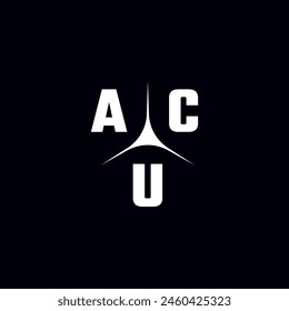 ACU letter logo. ACU logo. ACU letter. Initial ACU letter logo with trinity mark. Initials typography for business, technology, and real estate brands.