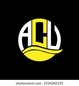 ACU-Logo-Monogramm einzeln auf einer kreisförmigen Element-Design-Vorlage, ACU-Buchstabe-Logo-Design auf schwarzem Hintergrund. ACU kreative Initialen Buchstaben Logo-Konzept. ACU 
