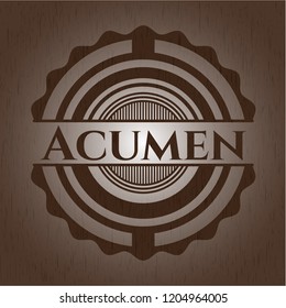 Acumen badge with wood background
