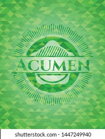 Acumen green emblem with triangle mosaic background. Vector Illustration. Detailed.