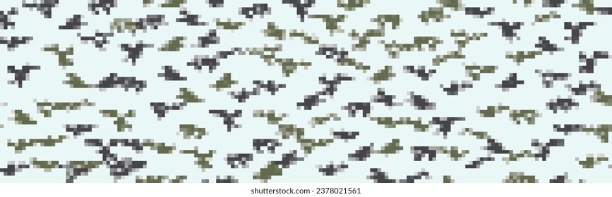Acupat seamless pixel winter white army camo pattern. Digicam mosaic camouflage with squares texture. Vector background