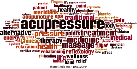 Acupressure word cloud concept. Vector illustration