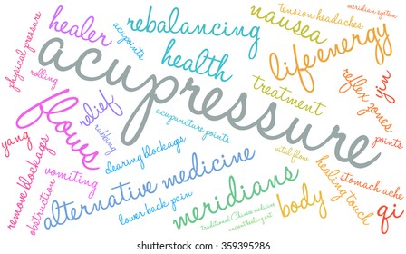 Acupressure word cloud on a white background. 