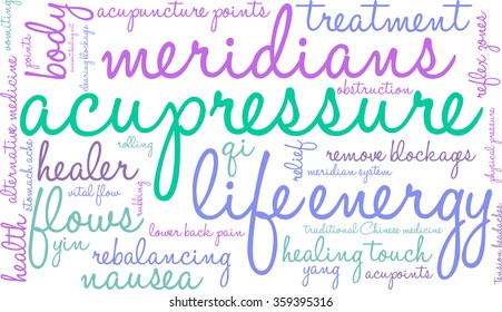 Acupressure word cloud on a white background. 