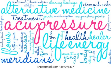 Acupressure word cloud on a white background. 