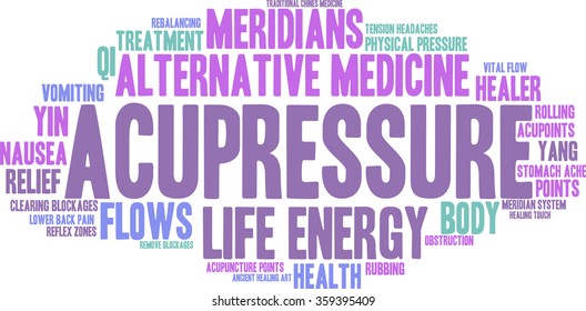 Acupressure word cloud on a white background. 