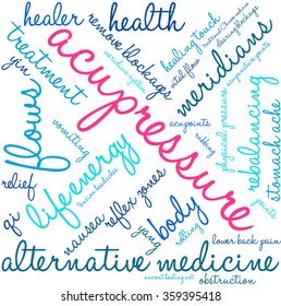 Acupressure word cloud on a white background. 