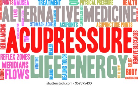 Acupressure word cloud on a white background. 