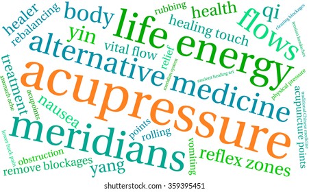 Acupressure word cloud on a white background. 