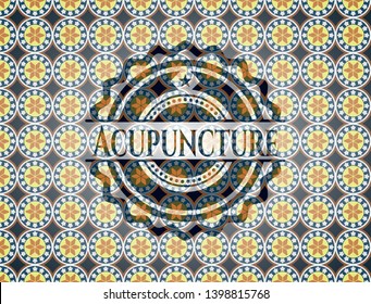 Acupuncture arabic badge background. Arabesque decoration.
