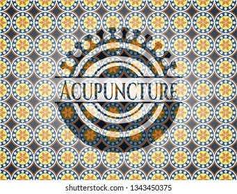 Acupuncture arabic emblem background. Arabesque decoration.