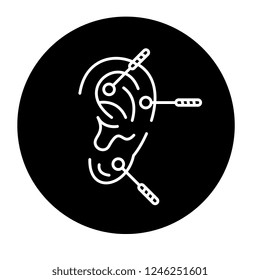 Acupuncture black icon, vector sign on isolated background. Acupuncture concept symbol, illustration 