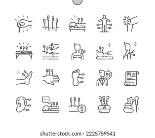 Acupuncture. Body therapy and spa. Wellness. Pixel Perfect Vector Thin Line Icons. Simple Minimal Pictogram