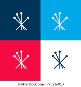 Acupuncture four color material and minimal icon logo set in red and blue
