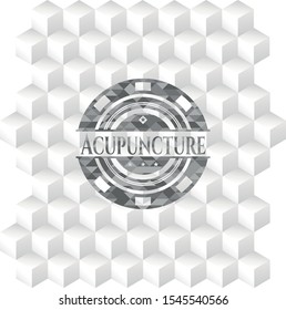 Acupuncture grey emblem with cube white background