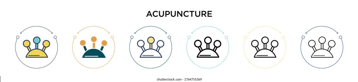 Acupuncture icon in filled, thin line, outline and stroke style. Vector illustration of two colored and black acupuncture vector icons designs can be used for mobile, ui, web